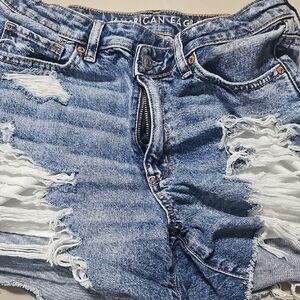 American Eagle Outfitters Women's Ripped Blue Jean Shorts